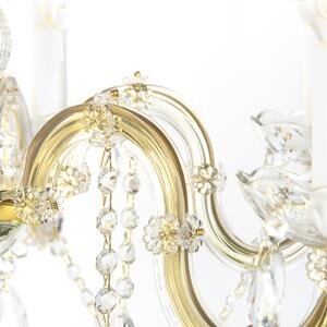 Ljuskrona transparent med guld 6 lampor - Marie Theresa