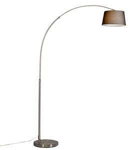 Modern båglampa stål med svart tygskärm - Arc Basic