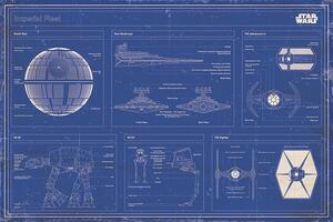 Poster, Affisch Star Wars - Imperial Fleet Blueprint