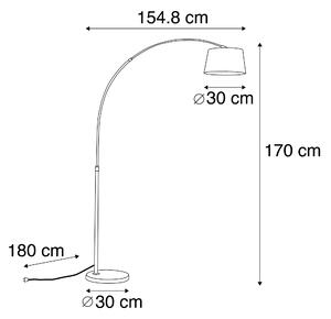 Smart båglampa stål med vit tygskärm inkl Wifi A60 - Arc Basic