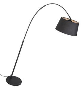 Modern båglampa svart med svart tygskärm - Arc Basic