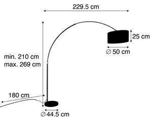 Ljusbågslampa mässing med svart skugga blommönster 50 cm - XXL