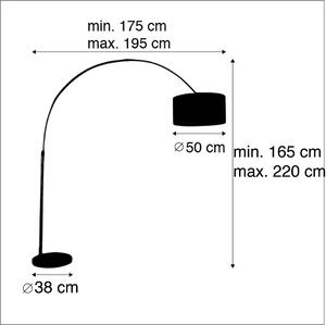 Modern stålbåglampa med skugga 50/50/25 vit justerbar