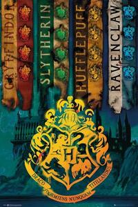 Poster, Affisch Harry Potter - Husen i Hogwarts, (61 x 91.5 cm)