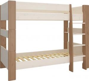 For kids våningssäng 90 x 200 cm - Whitewash/grå/brun - Våningssängar & loftsängar, Barnsängar & juniorsängar, Sängar