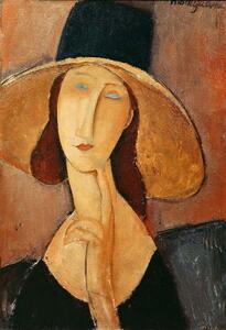 Amedeo Modigliani - Konsttryck Portrait of Jeanne Hebuterne in a large hat, (26.7 x 40 cm)