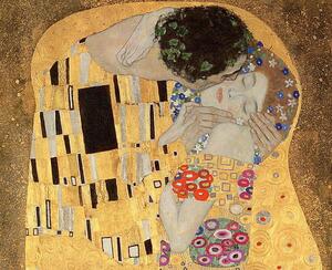 Gustav Klimt - Konsttryck Gustav Klimt - Kyssen, (40 x 35 cm)