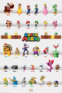 Poster, Affisch Super Mario - Character Parade