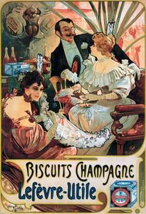 Mucha, Alphonse Marie - Konsttryck Biscuits Champagne Lefèvre-Utile, (26.7 x 40 cm)