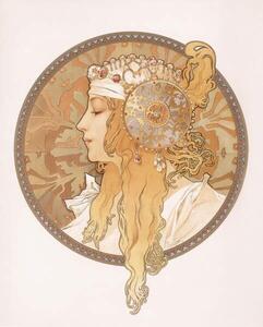 Mucha, Alphonse Marie - Konsttryck Byzantine head of a blond maiden, (30 x 40 cm)