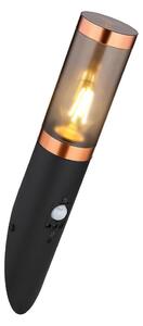 Globo 3157BCS-Utomhus vägglampa med sensor BOSTON 1xE27/15W/230V IP44 svart/koppar