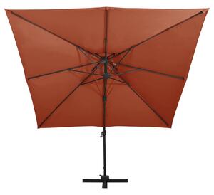 Frihängande parasoll med ventilation 300x300 cm terrakotta