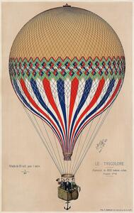 Poster, Affisch E. Hamelin - Heißluftballon Le Tricolore, (61 x 91.5 cm)
