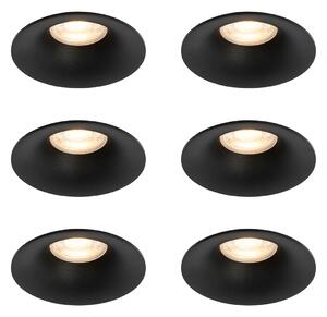 Set med 6 svarta infällda spotlights GU10 50 mm - Gijs