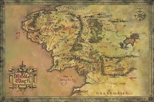 Konsttryck The Lord of the Rings - Middle Earth, (40 x 26.7 cm)