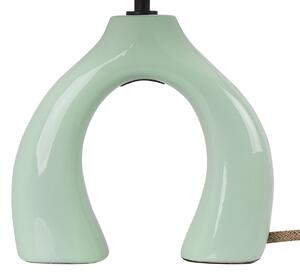 Bordslampa Ljusgrön Keramik Polyester Bomull Trumformad Skärm Halvrund Lampfot Minimalistisk Design Beliani