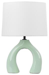 Bordslampa Ljusgrön Keramik Polyester Bomull Trumformad Skärm Halvrund Lampfot Minimalistisk Design Beliani