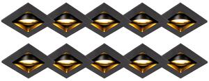 Uppsättning av 10 infällda strålkastare svart justerbar - Qure