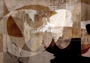 Fototapet - Geometric abstraction with shapes - composition in brown colours - Självhäftande 441x315