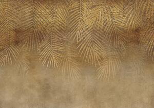 Fototapet - Abstract nature in beige - composition with golden exotic leaves - Självhäftande 441x315