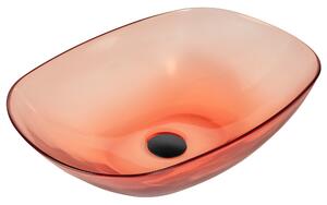 Tvättställ för Bänkskiva Röd Hård Yta 34 x 36 cm Halvtransparent Handfat för Badrum Beliani