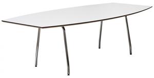 Konferensbord Line, 240 x 120 cm, Vit bordsskiva med svart ABS kantlist, Vitt stativ