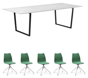 Framie Konferensbord + Stolar, 8 platser / 240 cm, Svart stativ, Svart stativ stol
