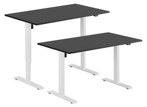 Höj- & sänkbart elskrivbord, vitt stativ, svart bordsskiva, 160x80 cm