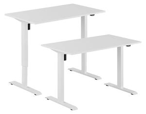 Höj- & sänkbart elskrivbord, vitt stativ, vit bordsskiva, 140x80 cm