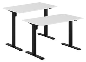Höj- & sänkbart elskrivbord, svart stativ, vit bordsskiva, 140x70 cm