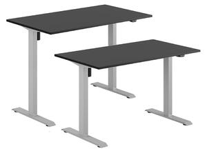 Höj- & sänkbart elskrivbord, grått stativ, svart bordsskiva, 160x70 cm