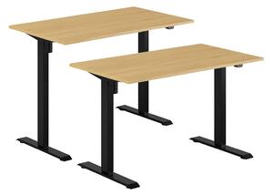 Höj- & sänkbart elskrivbord, svart stativ, bordsskiva i ek, 160x80 cm