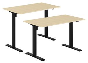 Höj- & sänkbart elskrivbord, svart stativ, bordsskiva i björk, 140x70 cm