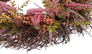Dörr Krans Rosa och Grön Konstgjord Blomsterkrans 50 cm Rund Bord Vägg Dekor Traditionell Rustik Stil Beliani