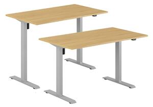 Höj- & sänkbart elskrivbord, grått stativ, bordsskiva i ek, 120x70 cm