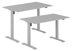 Höj- & sänkbart elskrivbord, grått stativ, grå bordsskiva, 160x70 cm