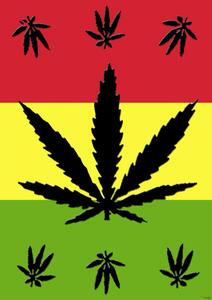 Poster, Affisch Marijuana Leaf - On rasta colours