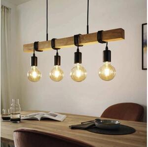 Eglo 33378 - LED ljuskrona med textilsladd TOWNSHEND 4xE27/4W/230V 2200K beige/svart