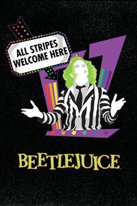 Konsttryck Beetlejuice - All stripes welcome here, (26.7 x 40 cm)