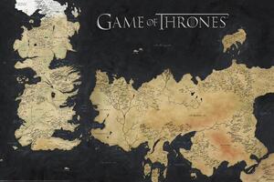 Poster, Affisch Game of Thrones - Westeros Map, (120 x 80 cm)