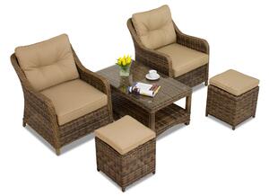 Toledo Terrace technorattan set med puffar brun Garden Point