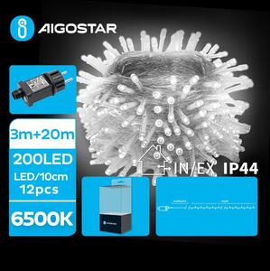 Aigostar - LED julkedja för utomhusbruk 200xLED/8 funktioner 23m IP44 kall vit