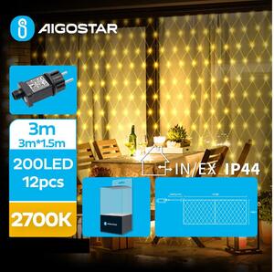 Aigostar - LED julkedja för utomhusbruk 200xLED/8 funktioner 6x1,5m IP44 varm vit