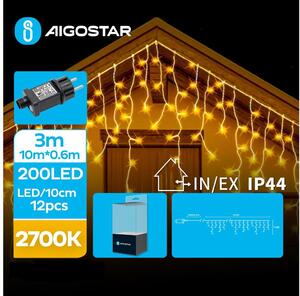 Aigostar - LED julkedja för utomhusbruk 200xLED/8 funktioner 13x0,6m IP44 varm vit