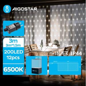 Aigostar - LED julkedja för utomhusbruk 200xLED/8 funktioner 6x1,5m IP44 kall vit