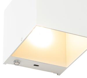 Vägglampa vit inkl LED och touchdimmer uppladdningsbar - Joris