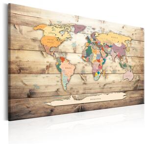 Canvas Tavla - World Map: Colourful Continents - 90x60