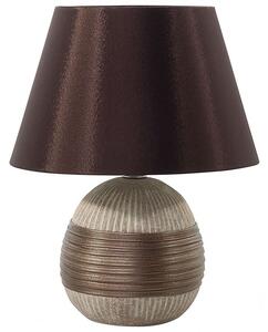 Bordslampa i Brunt Rund Dekorativ Keramik Lampskärm Beliani