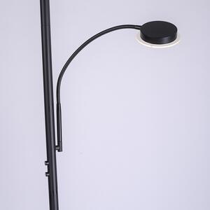 Golvlampa svart inkl. LED med touchdimmer och läsarm - Hanz