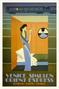 Konsttryck Vintage Travel Poster (Venice / Orient Express), (26.7 x 40 cm)